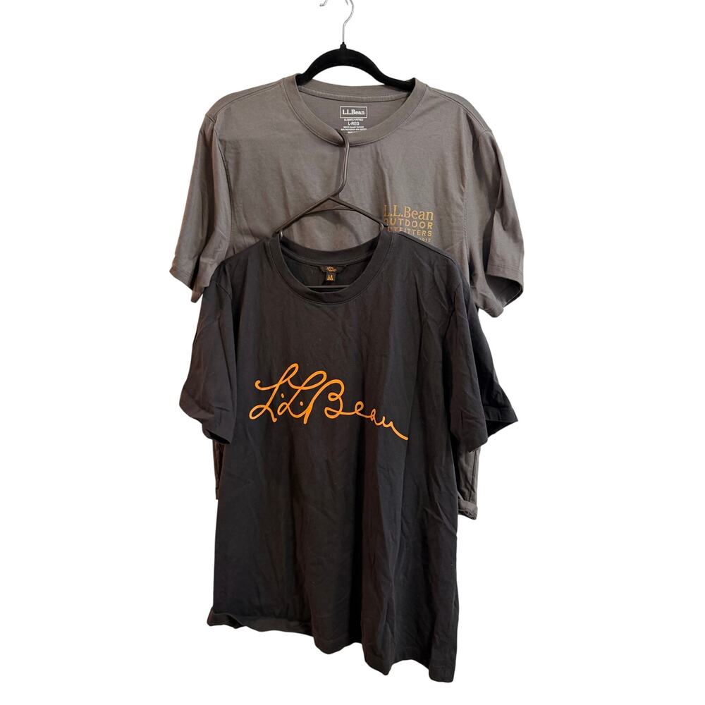 L.L. Bean Outdoor T-Shirts-Set of 2-Men's Sz L Gray Cotton Shirts Hiking Fishing